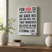 John 3:16 Bible Verse Poster Wall Art, Modern Wall Decor For Living Room Bedroom, 12x18 UNFRAMED - Format: Stretched Canvas