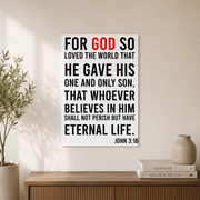 John 3:16 Bible Verse Poster Wall Art, Modern Wall Decor For Living Room Bedroom, 12x18 UNFRAMED - Format: Unframed Paper Poster