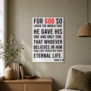 John 3:16 Bible Verse Poster Wall Art, Modern Wall Decor For Living Room Bedroom, 12x18 UNFRAMED - Format: Unframed Paper Poster