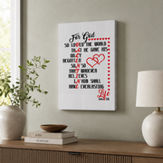 John 3:16 - Christian Valentines Day - Bible Verse Poster Wall Art, Modern Wall Decor For Living Room Bedroom, 24x36 UNFRAMED - Format: Stretched Canvas