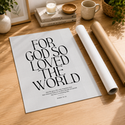 John 3:16 Christian Wall Art, For God So Loved The World Scripture Poster - Format: Rolled Canvas