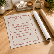 John 3:16 For God So Loved The World Holiday Home Decor Bible Verse Print Rustic Christian Gift - Format: Rolled Canvas