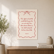 John 3:16 For God So Loved The World Holiday Home Decor Bible Verse Print Rustic Christian Gift - Format: Unframed Paper Poster