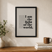 John 8 12 I Am The Light Of The World Scripture Print, Bible Verse Wall Decal, Christian Church Decor Christian Home Art Wall Art, Modern Wall Decor, 8x12 UNFRAMED - Format: Black Framed Poster