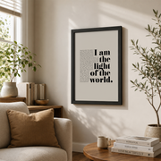 John 8 12 I Am The Light Of The World Scripture Print, Bible Verse Wall Decal, Christian Church Decor Christian Home Art Wall Art, Modern Wall Decor, 8x12 UNFRAMED - Format: Black Framed Poster