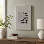 John 8 12 I Am The Light Of The World Scripture Print, Bible Verse Wall Decal, Christian Church Decor Christian Home Art Wall Art, Modern Wall Decor, 8x12 UNFRAMED - Format: Stretched Canvas
