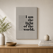 John 8 12 I Am The Light Of The World Scripture Print, Bible Verse Wall Decal, Christian Church Decor Christian Home Art Wall Art, Modern Wall Decor, 8x12 UNFRAMED - Format: Stretched Canvas