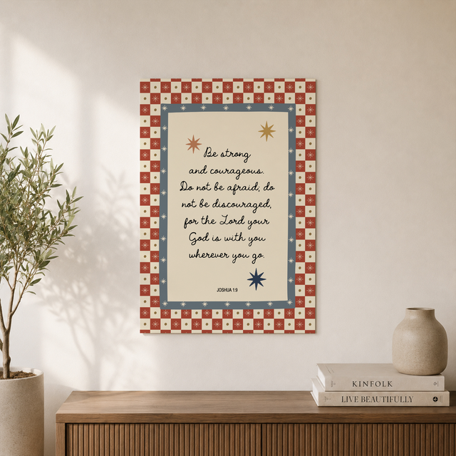 Joshua 1:9 Be Strong And Courageous Christian Kids Wall Art - Format: Unframed Paper Poster