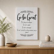 Joshua 1:9 Go Be Great Christian Wall Art, Motivational Scripture Poster - Format: Stretched Canvas
