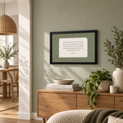 Joshua 1:9 Green Gingham Christian Wall Art, Courage Scripture Poster - Format: Black Framed Poster