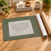 Joshua 1:9 Green Gingham Christian Wall Art, Courage Scripture Poster - Format: Rolled Canvas
