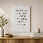 Joshua 24:15 As For Me And My House Christian Wall Art Poster - Format: Stretched Canvas