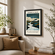 Joshua 24:15 Christian Farmhouse Wall Art, Serve The Lord Scripture Poster - Format: Black Framed Poster