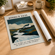 Joshua 24:15 Christian Farmhouse Wall Art, Serve The Lord Scripture Poster - Format: Rolled Canvas