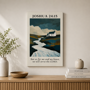 Joshua 24:15 Christian Farmhouse Wall Art, Serve The Lord Scripture Poster - Format: Stretched Canvas