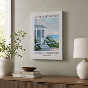 Joshua 24:15 Coastal Wall Art Christian Bible Verse Beachy Granddaughter Decor Blue Home Decor - Format: Stretched Canvas