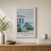 Joshua 24:15 Coastal Wall Art Christian Bible Verse Beachy Granddaughter Decor Blue Home Decor - Format: Stretched Canvas