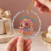Joshua Tree California Nature Hiking Ceramic Ornament - Material: Circle Glass Ornament