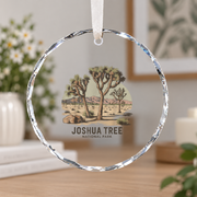 Joshua Tree California Outdoor Adventure Ceramic Ornament - Material: Circle Glass Ornament