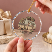 Joshua Tree California Outdoor Adventure Ceramic Ornament - Material: Circle Glass Ornament