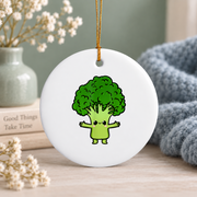 Kawaii Broccoli Cute Phrase Design Glass Ornament - Material: Circle Ceramic Ornament