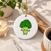 Kawaii Broccoli Cute Phrase Design Glass Ornament - Material: Circle Ceramic Ornament