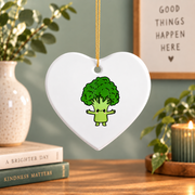 Kawaii Broccoli Cute Phrase Design Glass Ornament - Material: Heart Ceramic Ornament
