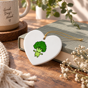 Kawaii Broccoli Cute Phrase Design Glass Ornament - Material: Heart Ceramic Ornament
