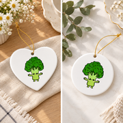 Kawaii Broccoli Cute Phrase Design Glass Ornament - Material: Heart Ceramic Ornament