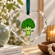 Kawaii Broccoli Cute Phrase Design Glass Ornament - Material: Heart Glass Ornament