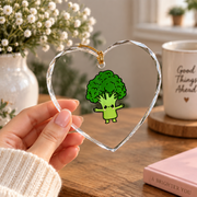 Kawaii Broccoli Cute Phrase Design Glass Ornament - Material: Heart Glass Ornament