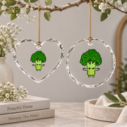 Kawaii Broccoli Cute Phrase Design Glass Ornament - Material: Heart Glass Ornament