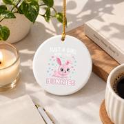Kawaii Bunny Lover Classic Cute Style Glass Ornament - Material: Circle Ceramic Ornament