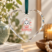 Kawaii Bunny Ramen Lover Pop Culture Inspired Glass Ornament - Material: Heart Glass Ornament
