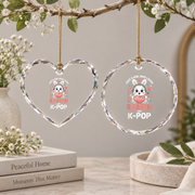 Kawaii Bunny Ramen Lover Pop Culture Inspired Glass Ornament - Material: Heart Glass Ornament
