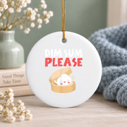 Kawaii Chinese Food Dim Sum Inspired Glass Ornament - Material: Circle Ceramic Ornament