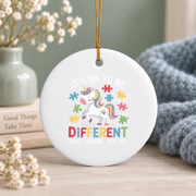 Kids Autism Different Is Beautiful Ornament Glass Ornament - Material: Circle Ceramic Ornament