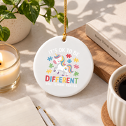 Kids Autism Different Is Beautiful Ornament Glass Ornament - Material: Circle Ceramic Ornament