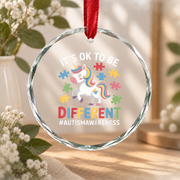 Kids Autism Different Is Beautiful Ornament Glass Ornament - Material: Circle Glass Ornament