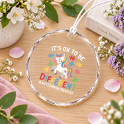 Kids Autism Different Is Beautiful Ornament Glass Ornament - Material: Circle Glass Ornament