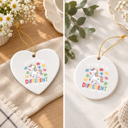 Kids Autism Different Is Beautiful Ornament Glass Ornament - Material: Heart Ceramic Ornament
