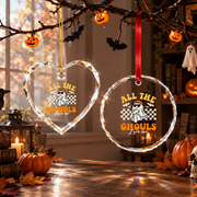Kids Halloween Ghost Ornament with Cute Seasonal Theme Glass Ornament - Material: Circle Glass Ornament