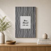 Kiloa Christian Wall Art Bible Verse Print: How Blessed Are We Black Striped Scripture Art Print, Hand Drawn Modern Faith Decor #112, 8x12 UNFRAMED - Format: Stretched Canvas