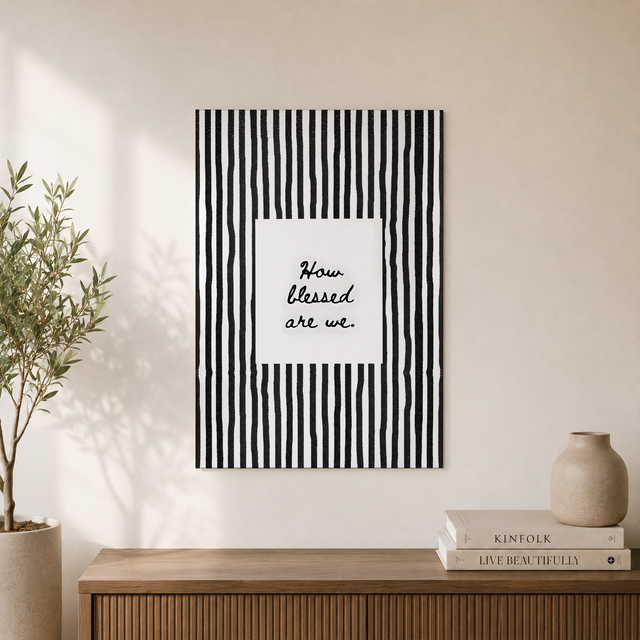 Kiloa Christian Wall Art Bible Verse Print: How Blessed Are We Black Striped Scripture Art Print, Hand Drawn Modern Faith Decor #112, 8x12 UNFRAMED - Format: Unframed Paper Poster