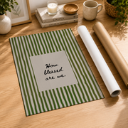 Kiloa Christian Wall Art Bible Verse Print: How Blessed Are We Olive Green Striped Scripture Art Print, Hand Drawn Modern Faith Decor #128, 8x12 UNFRAMED - Format: Rolled Canvas