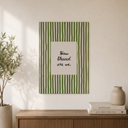 Kiloa Christian Wall Art Bible Verse Print: How Blessed Are We Olive Green Striped Scripture Art Print, Hand Drawn Modern Faith Decor #128, 8x12 UNFRAMED - Format: Unframed Paper Poster