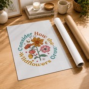 Kiloa Consider how the wildflowers grow Wall Art| Luke Christian Bible Verse Poster, Physical Poster, Free Delivery, Scripture Poster, 16x24 UNFRAMED - Format: Rolled Canvas