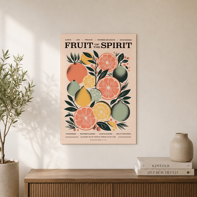 Kiloa Fruit of the Spirit Wall Art Print - Galatians 5:22 - Bible Verse Art Poster, Modern Christian Wall Decor, 16x24 UNFRAMED - Format: Unframed Paper Poster