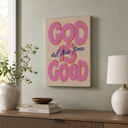 Kiloa God Is Good All The Time Wall Art, Modern Christian Art, Bible Verse Poster, Cool Christian Decor, Church Art, Based Printable Design, 16x24 UNFRAMED - Format: Stretched Canvas