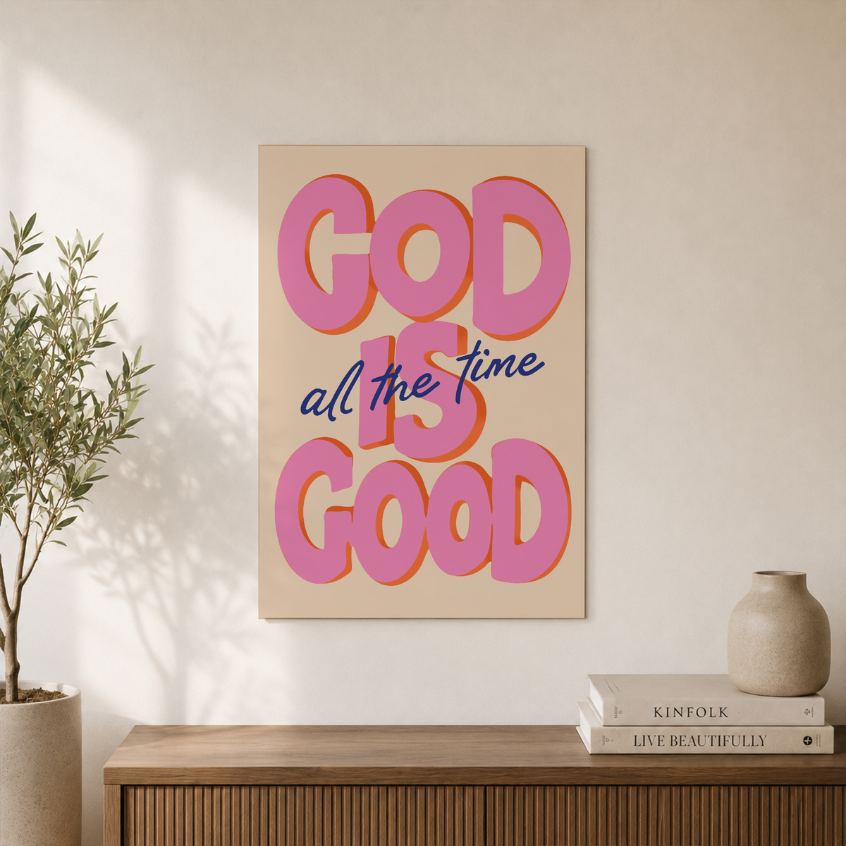 Kiloa God Is Good All The Time Wall Art, Modern Christian Art, Bible Verse Poster, Cool Christian Decor, Church Art, Based Printable Design, 16x24 UNFRAMED - Format: Unframed Paper Poster